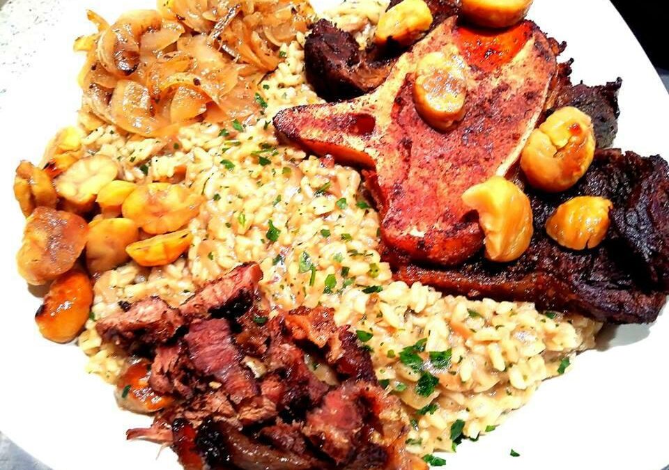 Risotto funghi e marroni al’osso buco di Angus bio